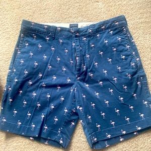 Men’s JCrew shorts - navy with pink flamingos